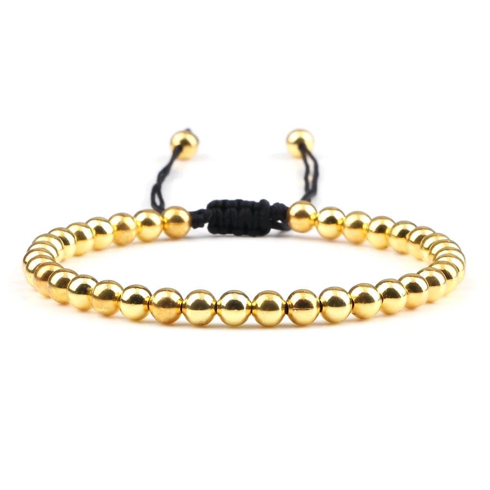 Thai Copper Bracelet - Handmade Adjustable Braided Beads for Yoga, Healing & Wellness