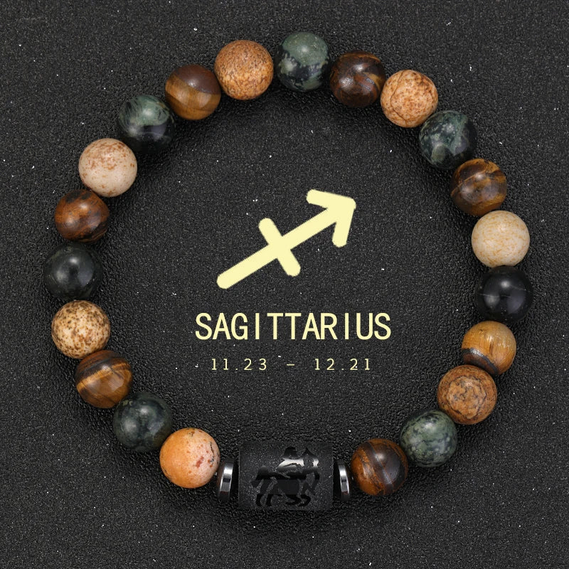 Natural Stone Zodiac Bracelets - Healing Crystal Jewelry for All 12 Signs | Couples & Friendship Gifts