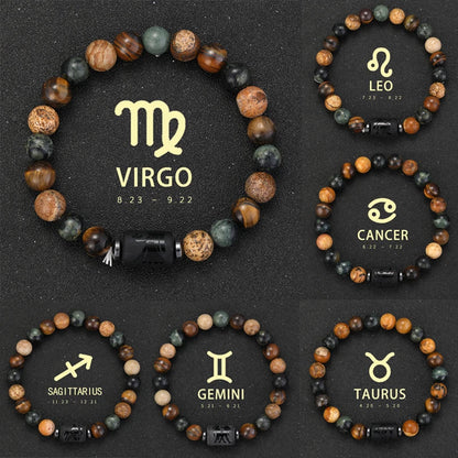 Natural Stone Zodiac Bracelets - Healing Crystal Jewelry for All 12 Signs | Couples & Friendship Gifts
