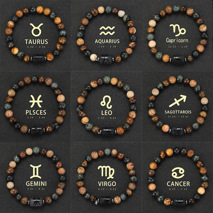 Natural Stone Zodiac Bracelets - Healing Crystal Jewelry for All 12 Signs | Couples & Friendship Gifts