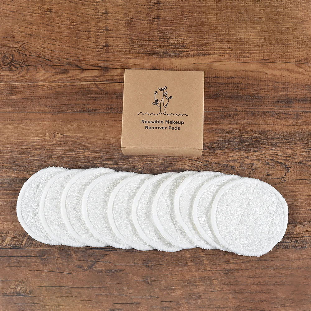 Eco Bamboo Makeup Remover Pads - 10 Pack Reusable Sustainable Cotton Rounds