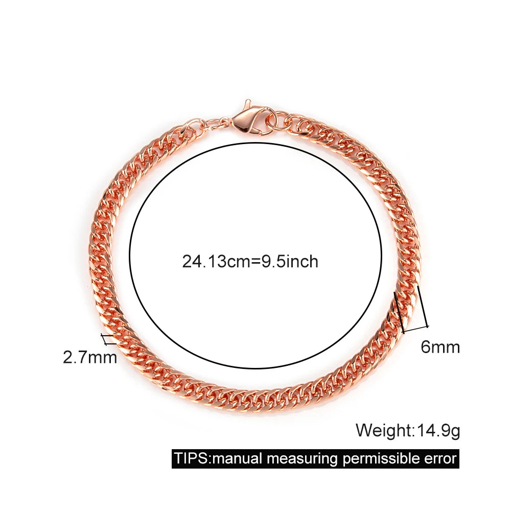 Pure Solid Copper Bracelet & Chain — Cuban Link 6mm | Adjustable 7"–22"