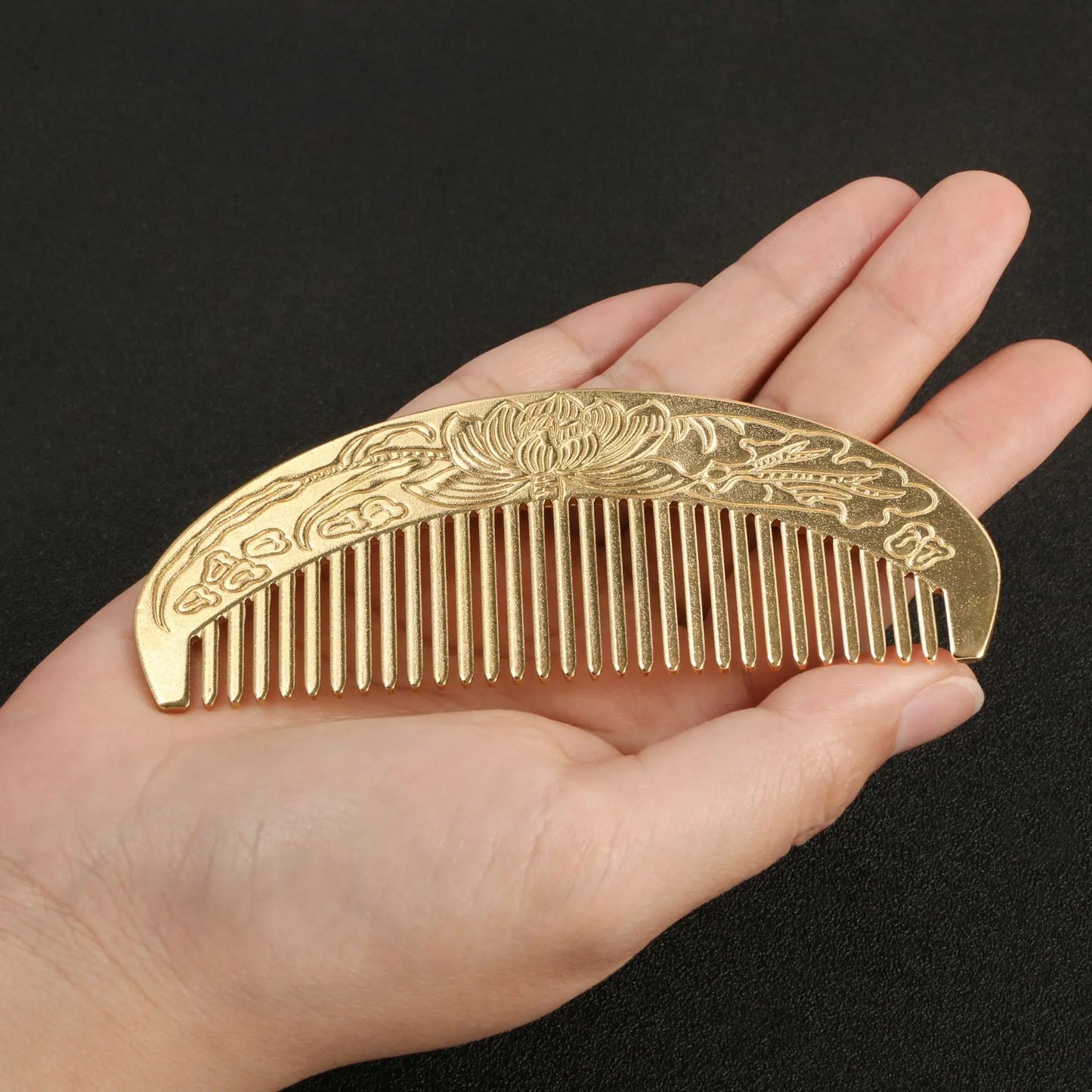 Brass Lotus Pattern Comb | Energetic Massage and Wellness - LotusArt™