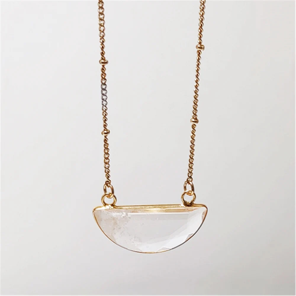 CrystalHeart™ - Natural Crystal Heart Necklace | 5 Healing Stones with Copper Satellite Chain