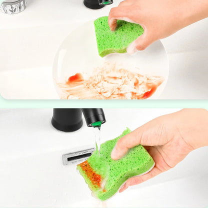 Eco-Friendly Kitchen Sponge - Double-Sided Wood Pulp Cleaning Cloth (5/10 Pack)