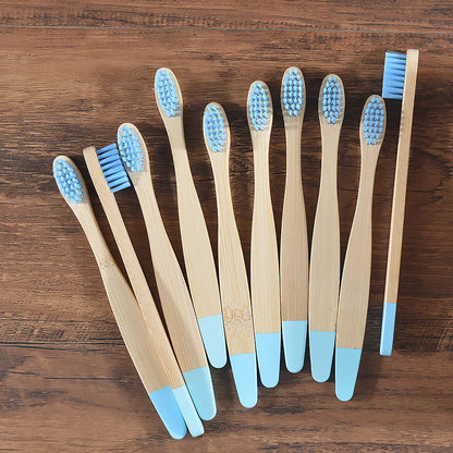 Eco Children 10 Pieces Colorful Bamboo Toothbrush - Sustainable Dental Care for Kids