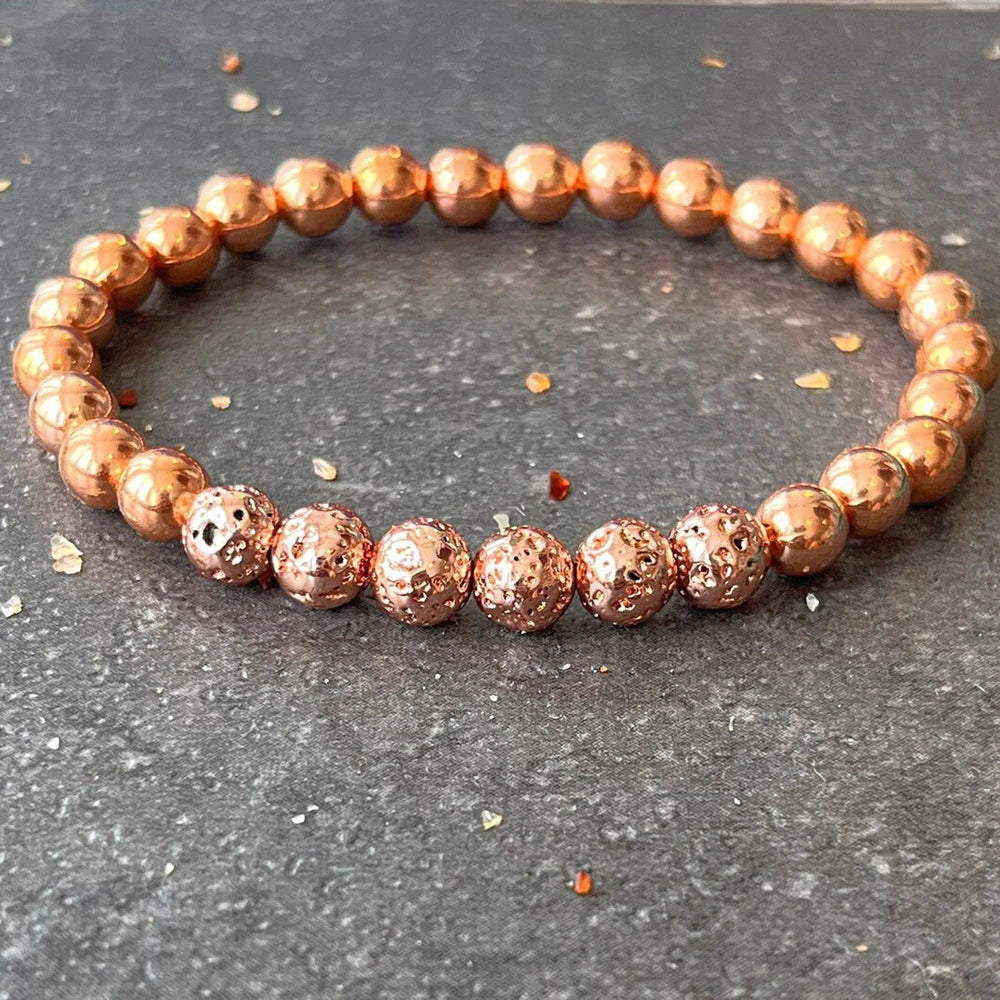 🔮 Volcanic Lava & Copper Bracelet - Ancestral Power Amulet