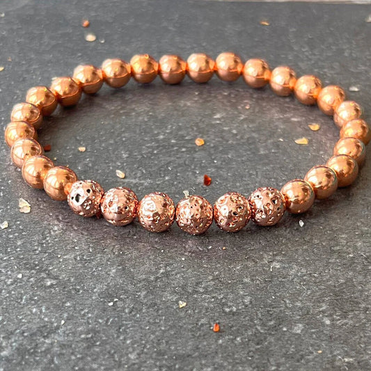 🔮 Volcanic Lava & Copper Bracelet - Ancestral Power Amulet