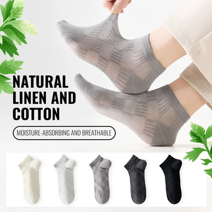 Premium Hemp Cotton Socks - Antibacterial Moisture-Wicking Athletic Socks - 5 pairs