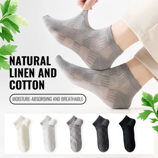 Premium Hemp Cotton Socks - Antibacterial Moisture-Wicking Athletic Socks - 5 pairs