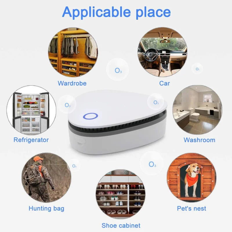 Portable Ozone Generator - Air Purifier & Sterilizer for Home, Car & Fridge