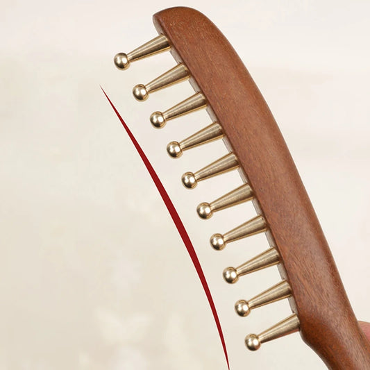 AuraComb™ - Bioenergetic Wood & Copper Comb | Wellness & Meridian Therapy
