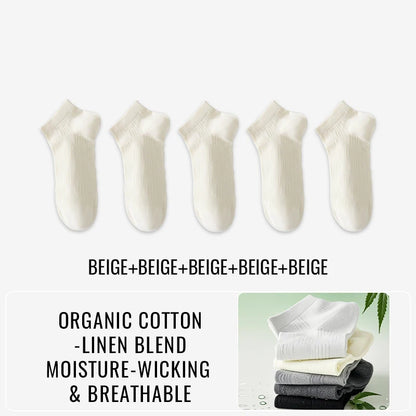 Premium Hemp Cotton Socks - Antibacterial Moisture-Wicking Athletic Socks - 5 pairs
