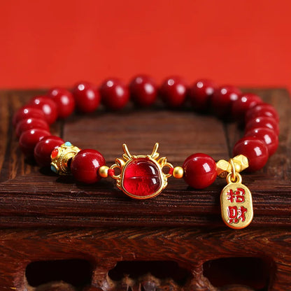 🐉 Natural Cinnabar Pixiu Bracelet - Feng Shui Wealth & Protection Amulet