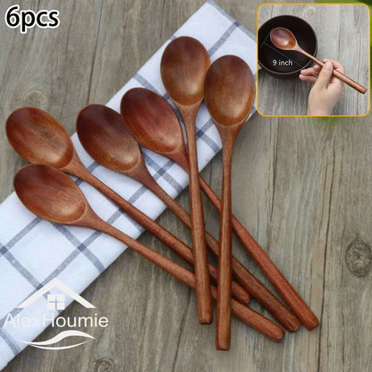 BambooEssence™ - Natural Bamboo Wooden Spoons Set | 6-Piece Korean Style for Eco-Conscious Kitchen