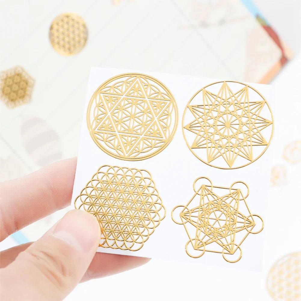CopperShield™ EMF Protection Stickers - 16-Pack Sacred Geometry Copper Decals for 5G & WiFi Radiation Defense