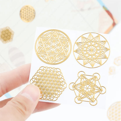 CopperShield™ EMF Protection Stickers - 16-Pack Sacred Geometry Copper Decals for 5G & WiFi Radiation Defense