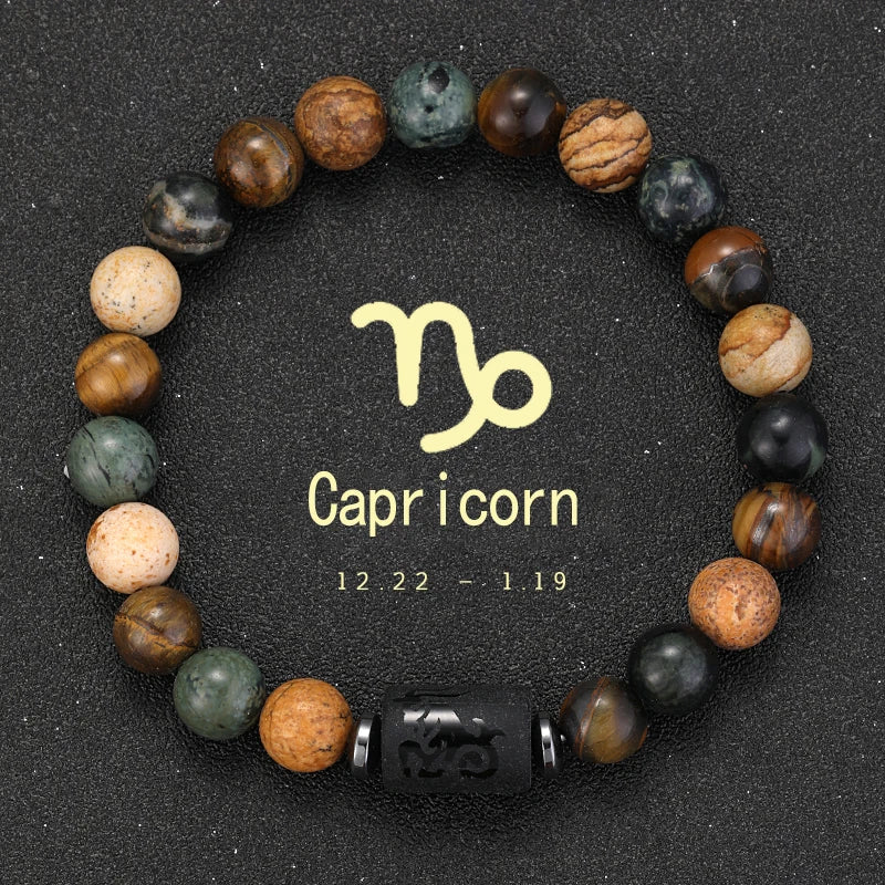 Natural Stone Zodiac Bracelets - Healing Crystal Jewelry for All 12 Signs | Couples & Friendship Gifts