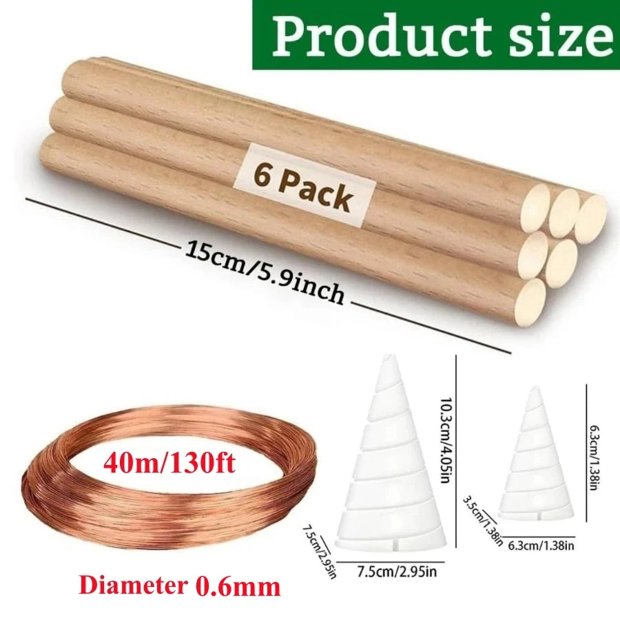 TeslaFlow™ - Complete Electroculture Kit 40m | Pure Copper Wire + 2 Fibonacci Templates + 6 Wooden Stakes