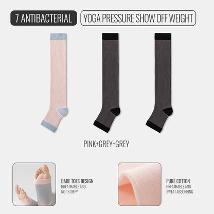 FlexiFlow™ Compression Socks – Open Toe Support for Yoga, Sports & Recovery