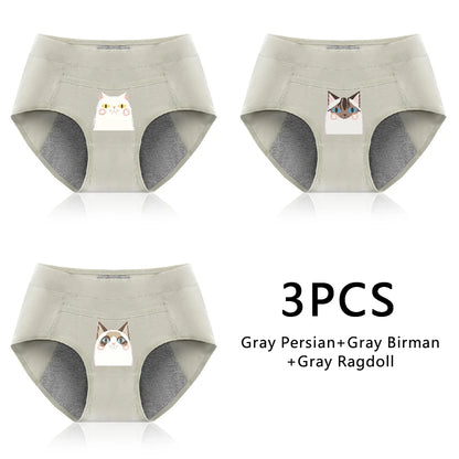 3-Pack Cotton Menstrual Underwear - Leak Proof Period Panties Set