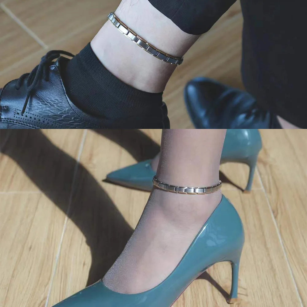 Premium Magnetic Therapy Anklets - Stainless Steel Chain for Women's Wellness & Energy Balance
