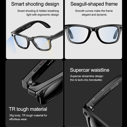 Smart Camera Glasses - AI Voice Assistant & Music