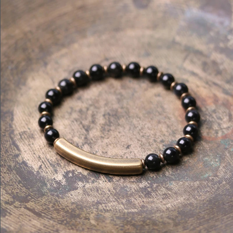Luxury Sacred Stone Bracelets - Jade, Jasper & Obsidian with Copper - Handcrafted African Energy Jewelry