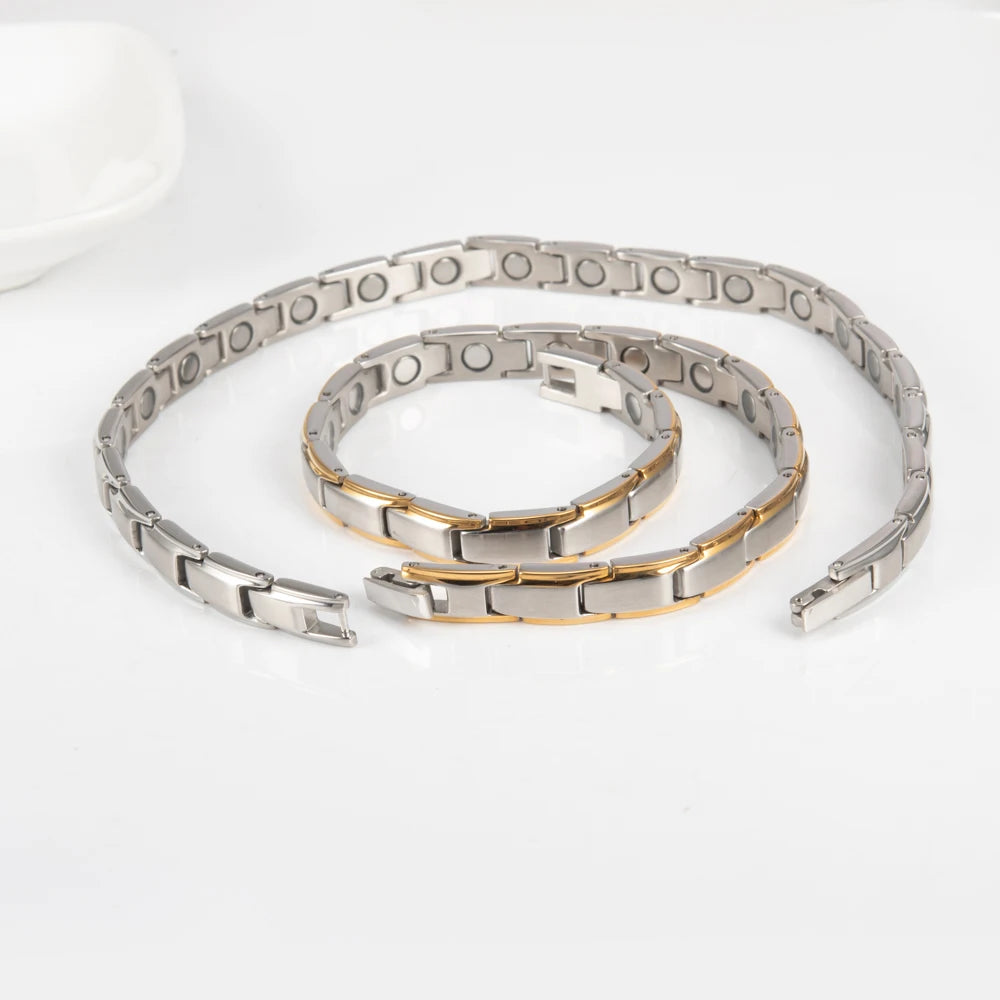 Premium Magnetic Therapy Anklets - Stainless Steel Chain for Women's Wellness & Energy Balance