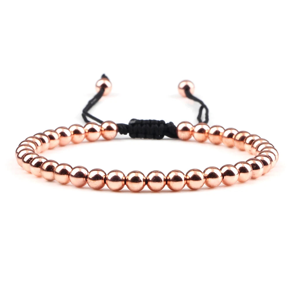 Thai Copper Bracelet - Handmade Adjustable Braided Beads for Yoga, Healing & Wellness