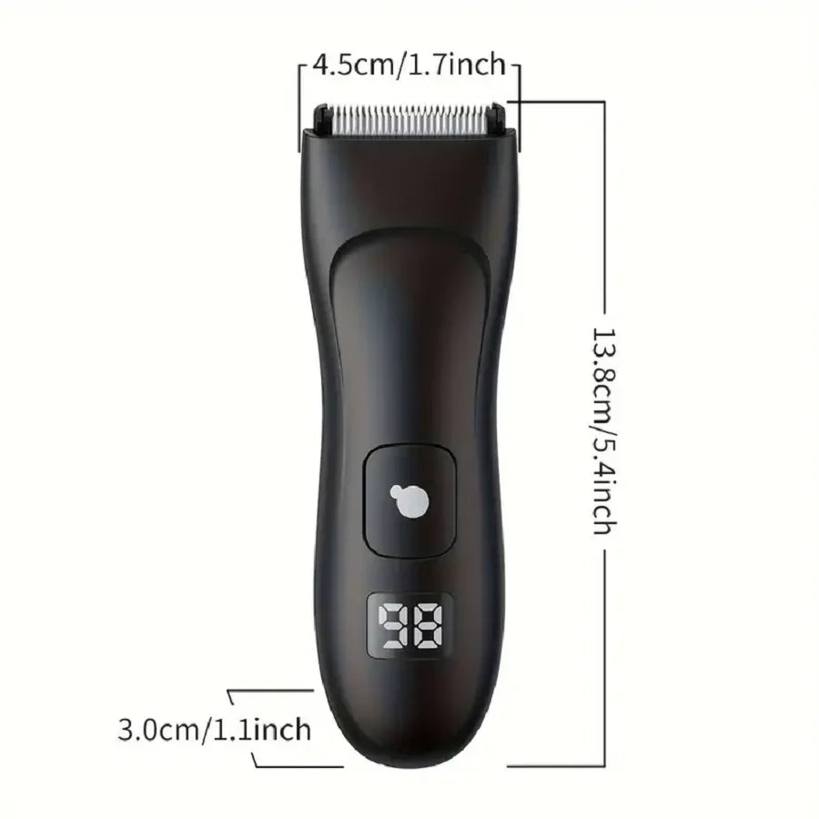 Electric Body Hair Trimmer - Rechargeable Bikini Razor with LED Display for Men & Women
