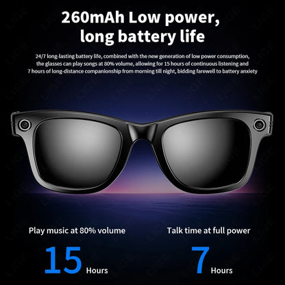 Smart Camera Glasses - AI Voice Assistant & Music