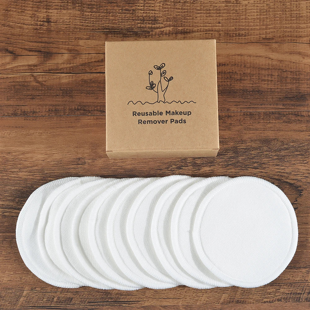 Eco Bamboo Makeup Remover Pads - 10 Pack Reusable Sustainable Cotton Rounds