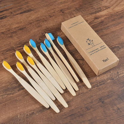 EcoSmile - 10pcs Natural Bamboo Toothbrush Set Colorful