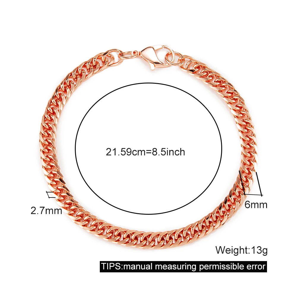 Pure Solid Copper Bracelet & Chain — Cuban Link 6mm | Adjustable 7"–22"
