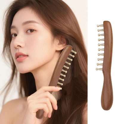 AuraComb™ - Bioenergetic Wood & Copper Comb | Wellness & Meridian Therapy