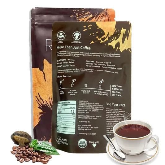 Premium Mushroom Coffee - Organic Shiitake & Cordyceps Blend for Energy & Focus