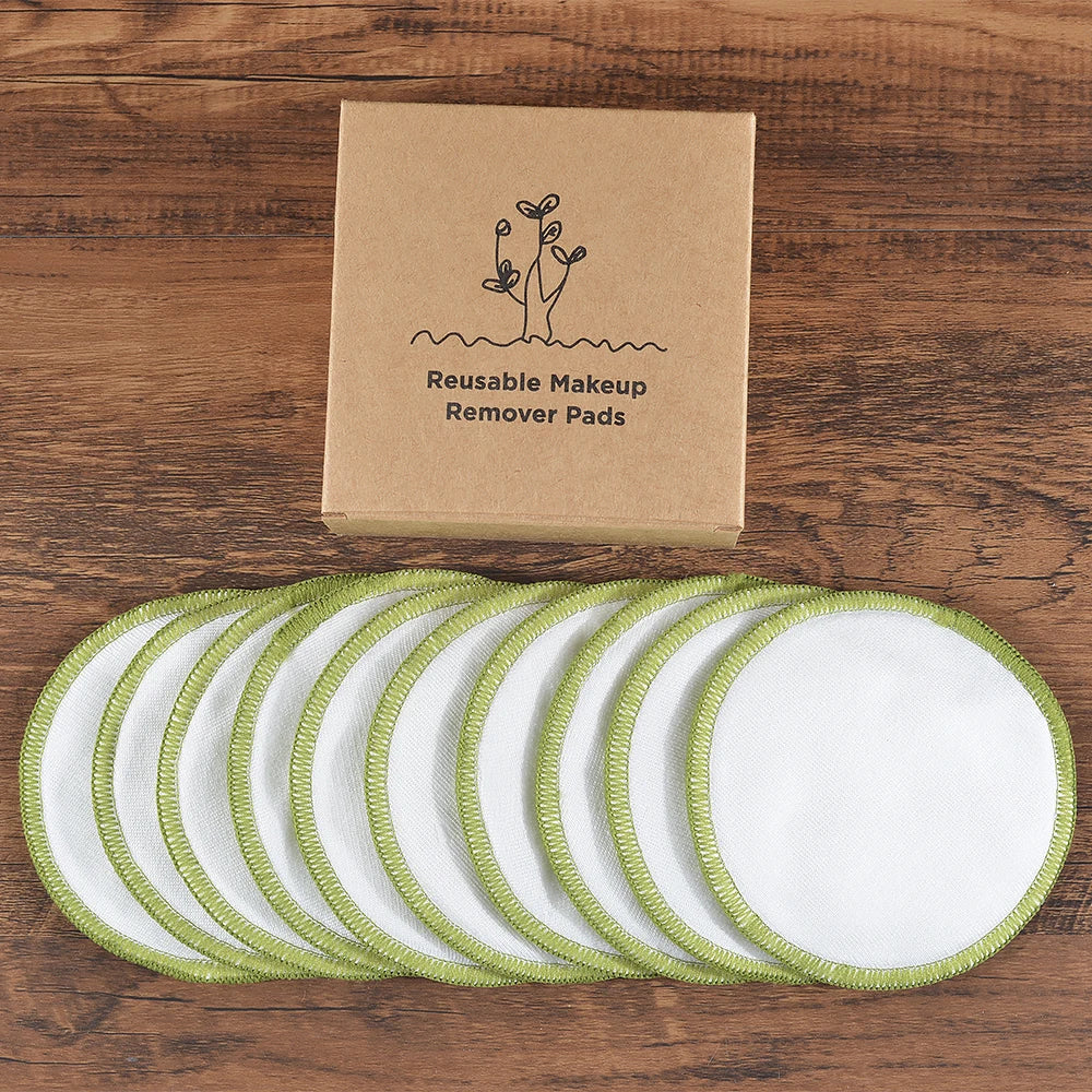 Eco Bamboo Makeup Remover Pads - 10 Pack Reusable Sustainable Cotton Rounds