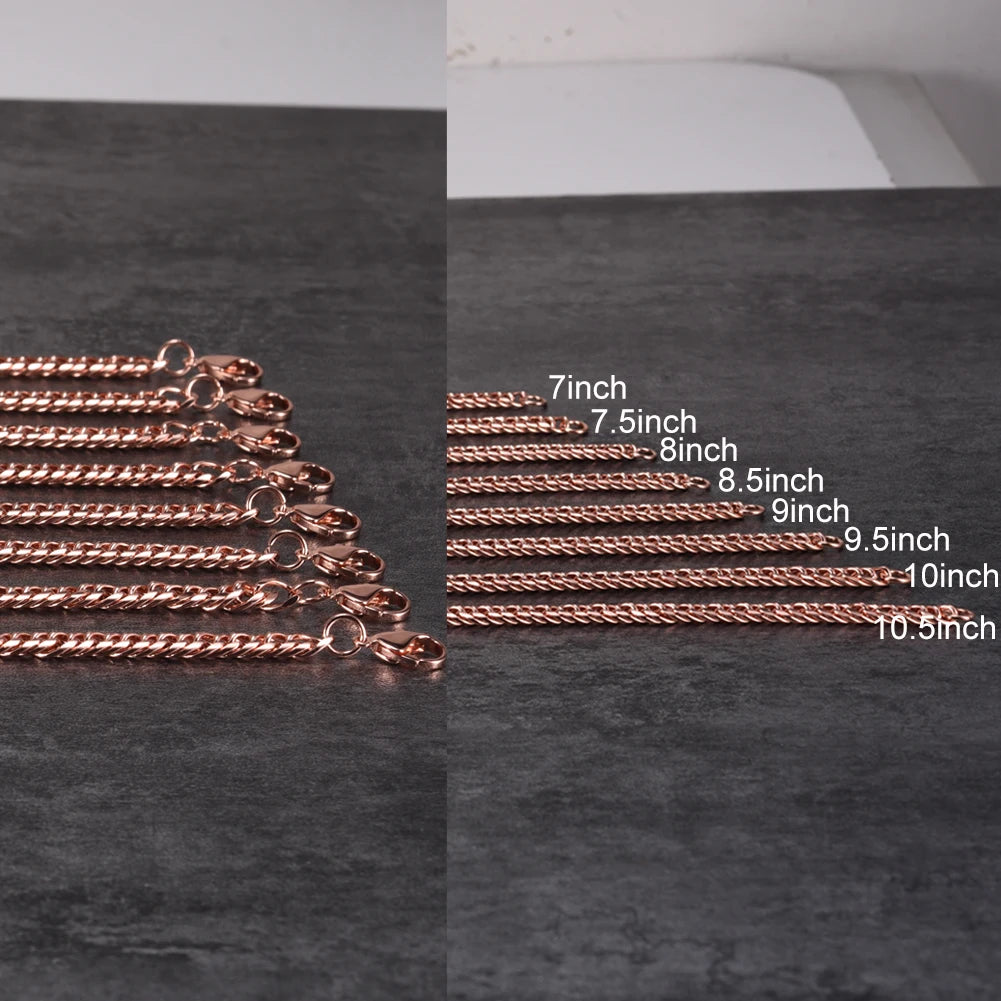 Pure Solid Copper Bracelet & Chain — Cuban Link 6mm | Adjustable 7"–22"