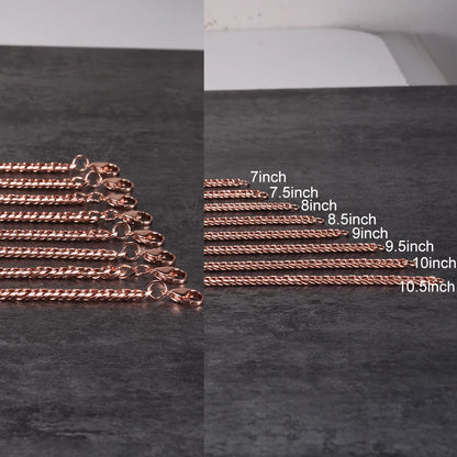 Pure Solid Copper Bracelet & Chain — Cuban Link 6mm | Adjustable 7"–22"