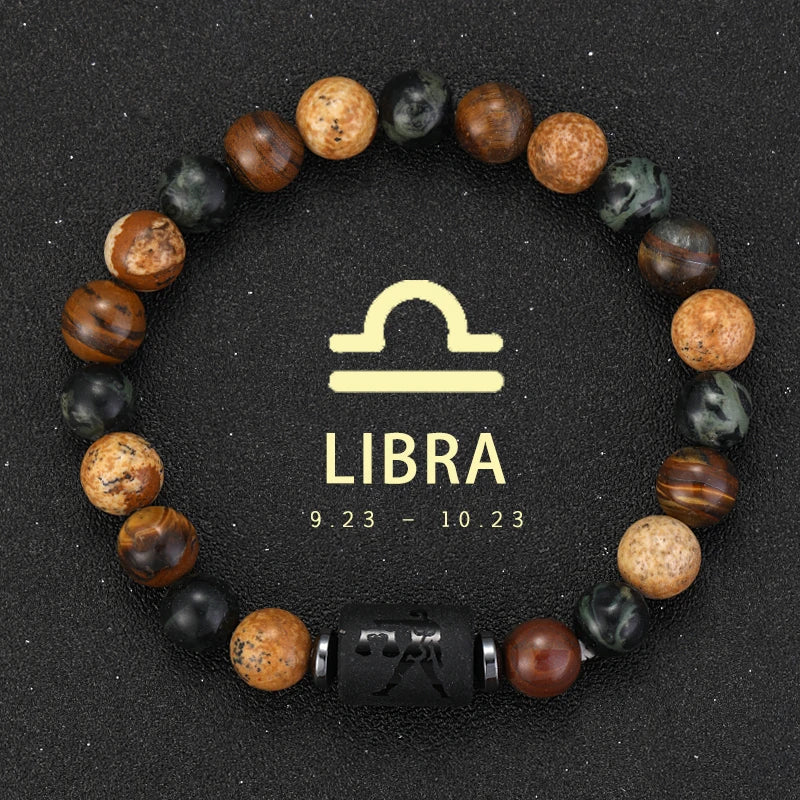 Natural Stone Zodiac Bracelets - Healing Crystal Jewelry for All 12 Signs | Couples & Friendship Gifts