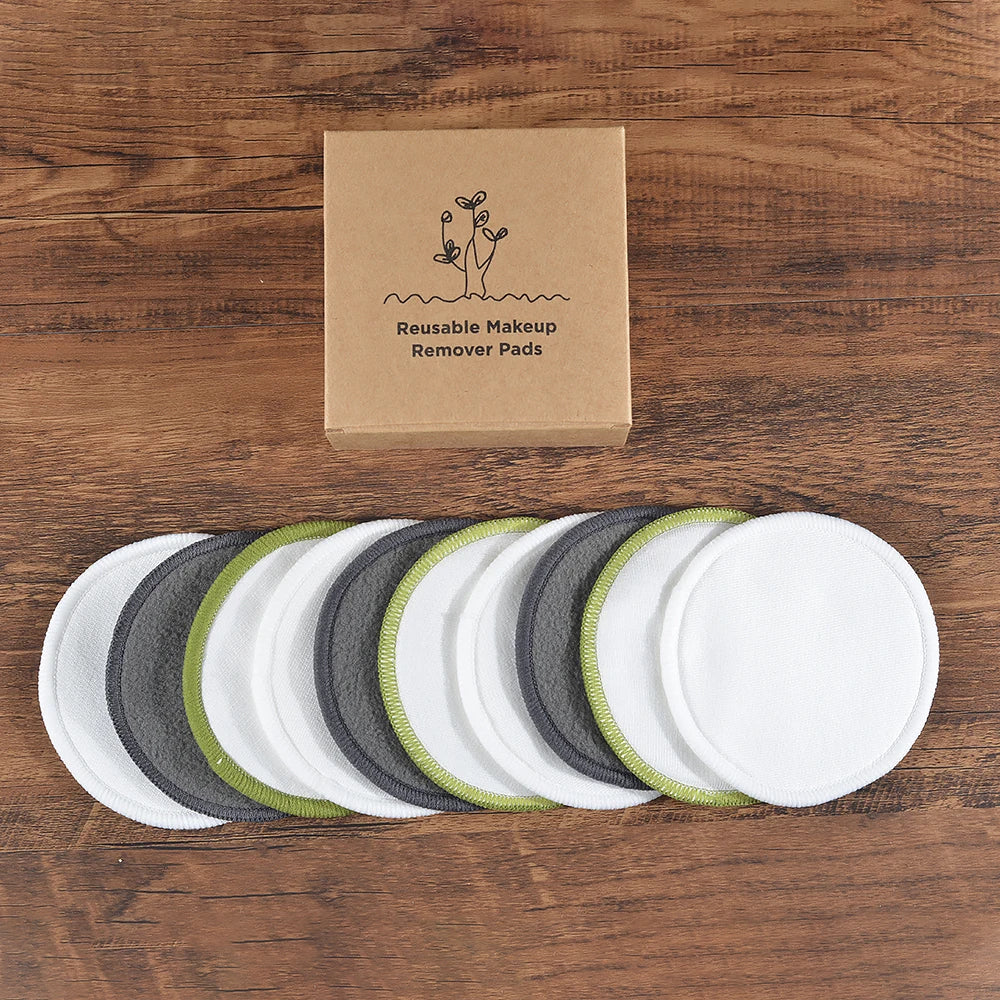 Eco Bamboo Makeup Remover Pads - 10 Pack Reusable Sustainable Cotton Rounds