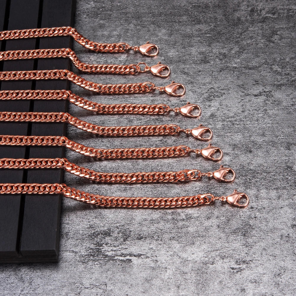 Pure Solid Copper Bracelet & Chain — Cuban Link 6mm | Adjustable 7"–22"