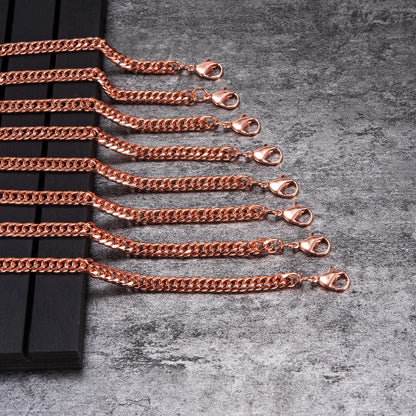 Pure Solid Copper Bracelet & Chain — Cuban Link 6mm | Adjustable 7"–22"