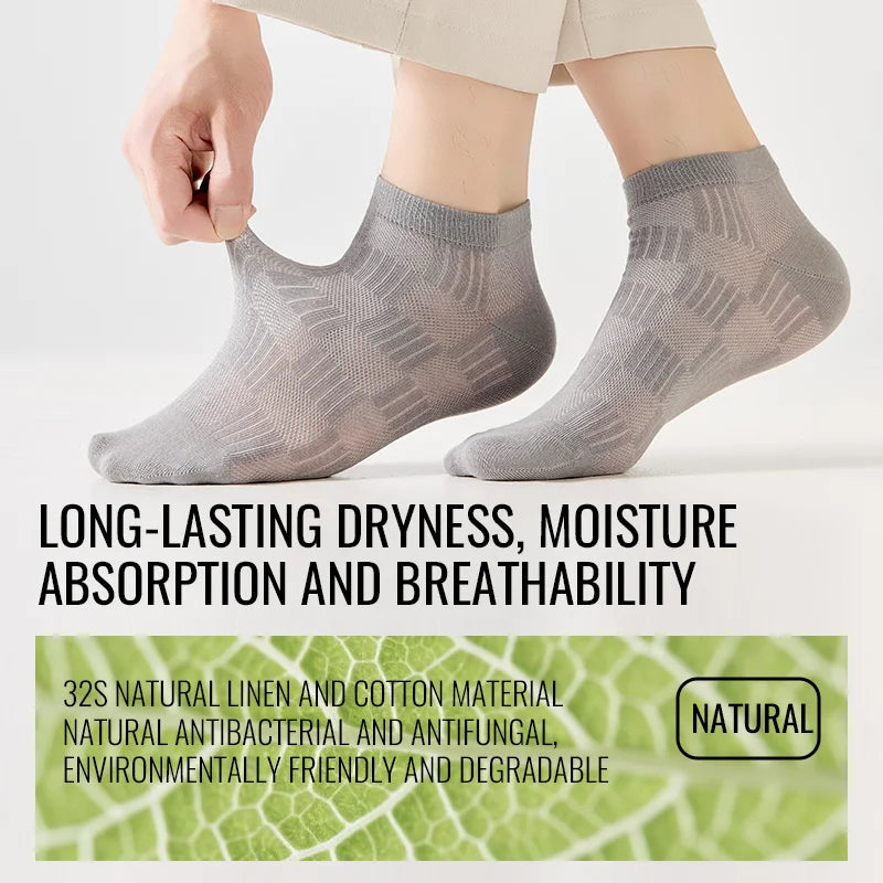 Premium Hemp Cotton Socks - Antibacterial Moisture-Wicking Athletic Socks - 5 pairs