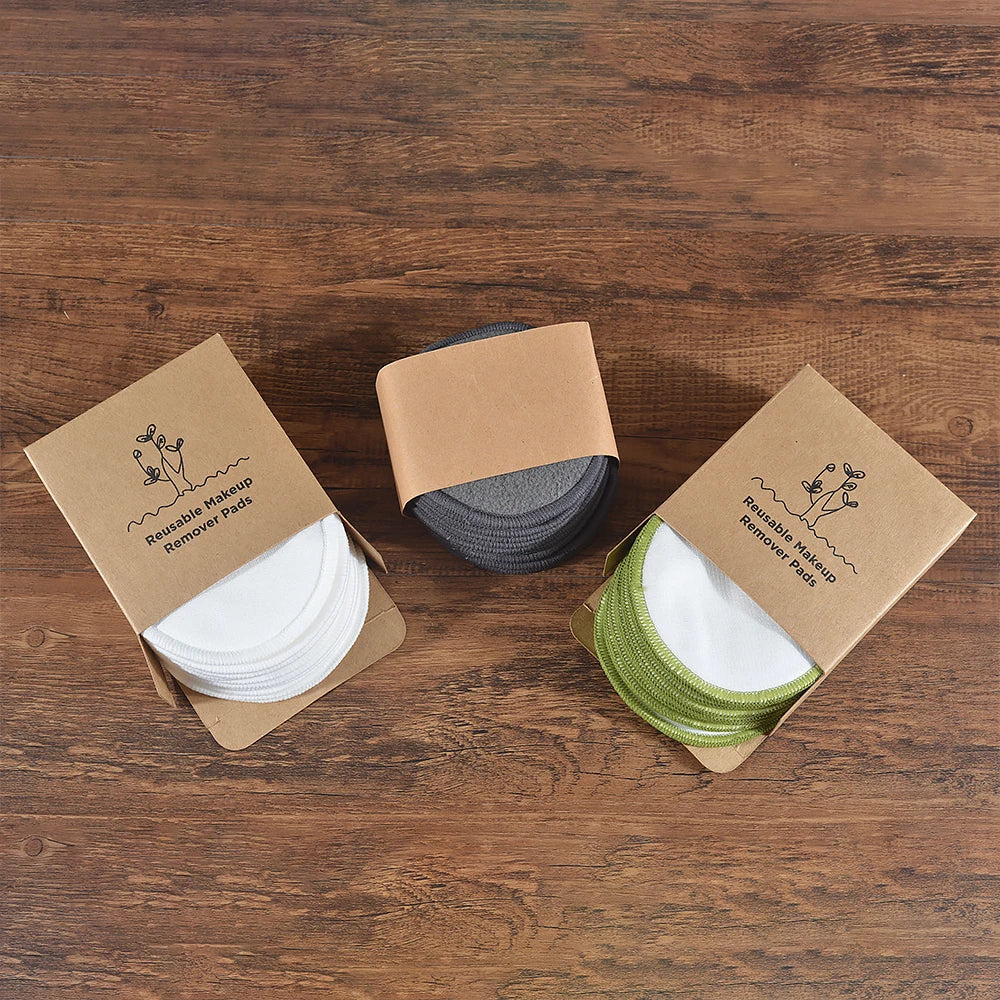 Eco Bamboo Makeup Remover Pads - 10 Pack Reusable Sustainable Cotton Rounds