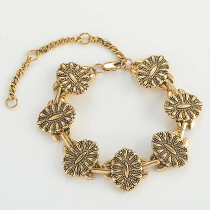 LotusGlow™ - Bohemian Lotus Leaf Bracelet | Handcrafted Gold-Plated Copper with Natural Stone