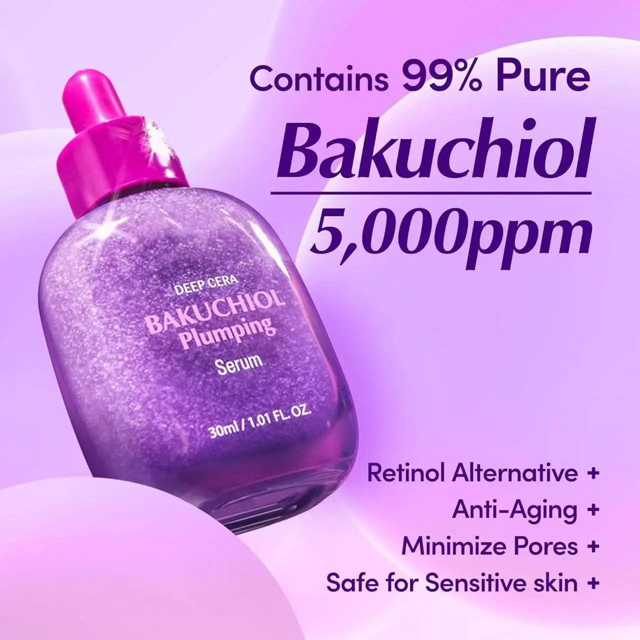 Bakuchiol & Vitamin C Face Serum Duo - Natural Anti-Aging Plumping Treatment for Radiant Glowing Skin