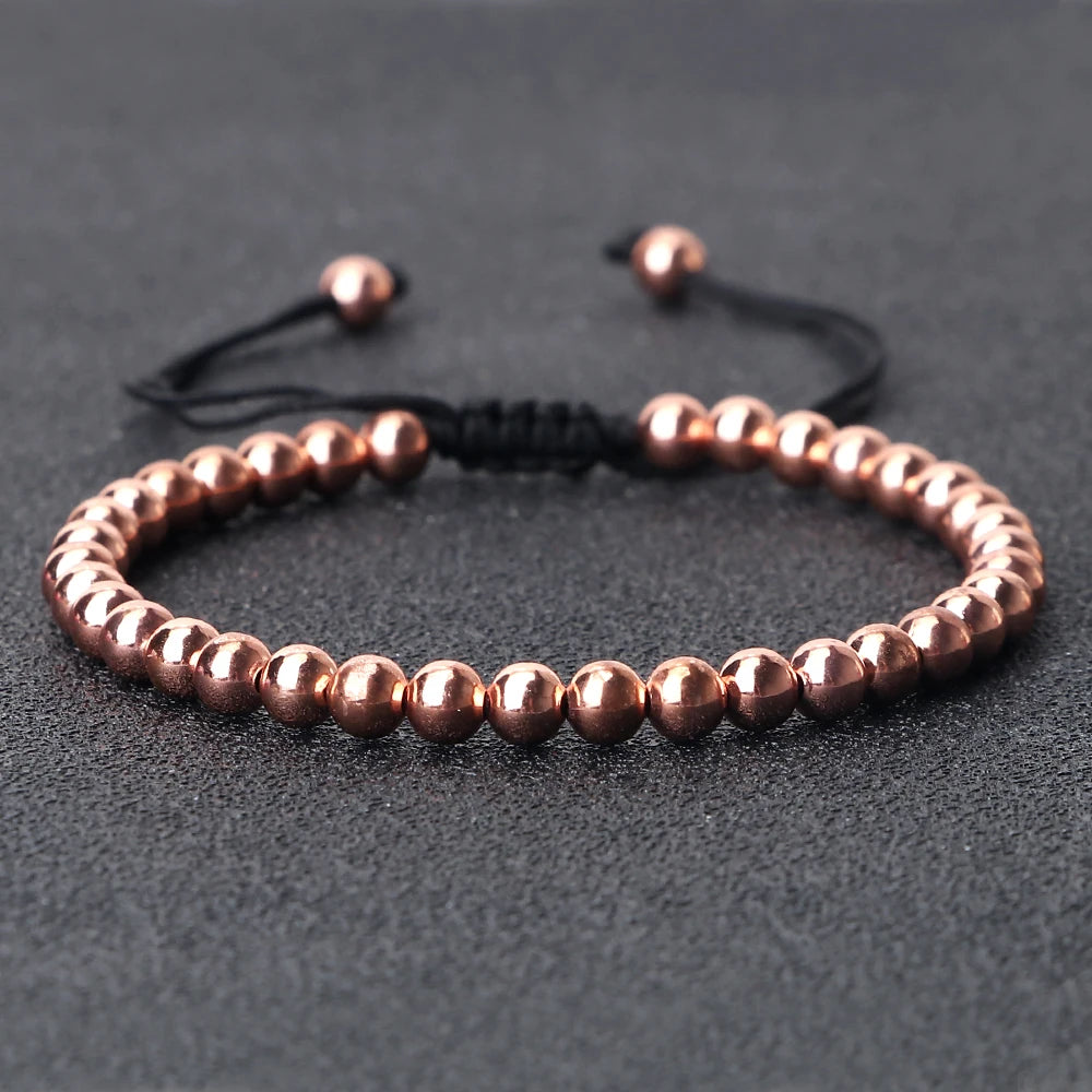 Thai Copper Bracelet - Handmade Adjustable Braided Beads for Yoga, Healing & Wellness