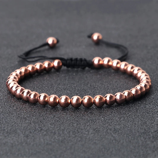 Thai Copper Bracelet - Handmade Adjustable Braided Beads for Yoga, Healing & Wellness